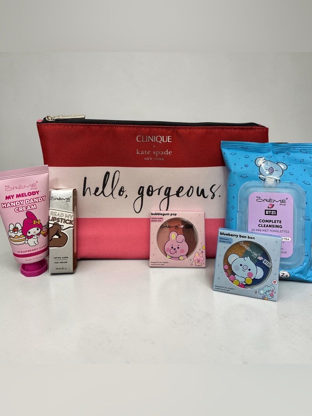 The Crème Shop BT21 My Melody Beauty Bundle + Clinique x Kate Spade Bag NWOT
